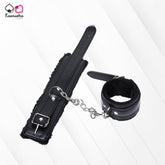 Kaamastra Leather And Fur Black Cuffs